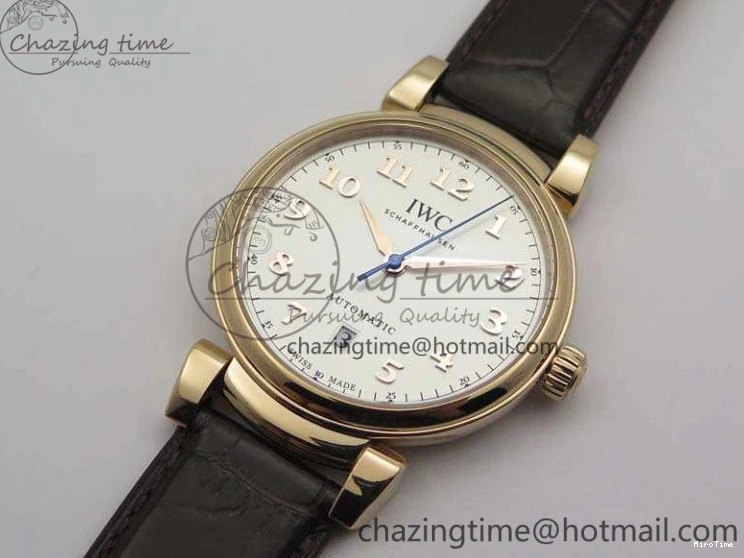 MIROTIME 0722 Neat Da Vinci IW356601 RG MKF 1:1 Best Edition White Dial On Brown Leather Strap A 7230